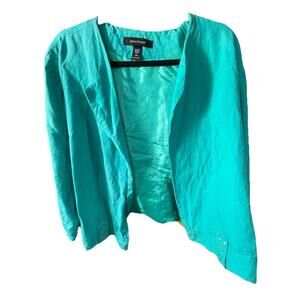 Ashley Stewart Linen Blazer Jacket Sz 20W Aqua Office Chic